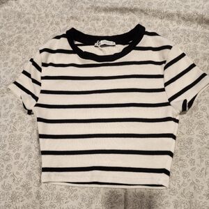 Zara black + white crop top